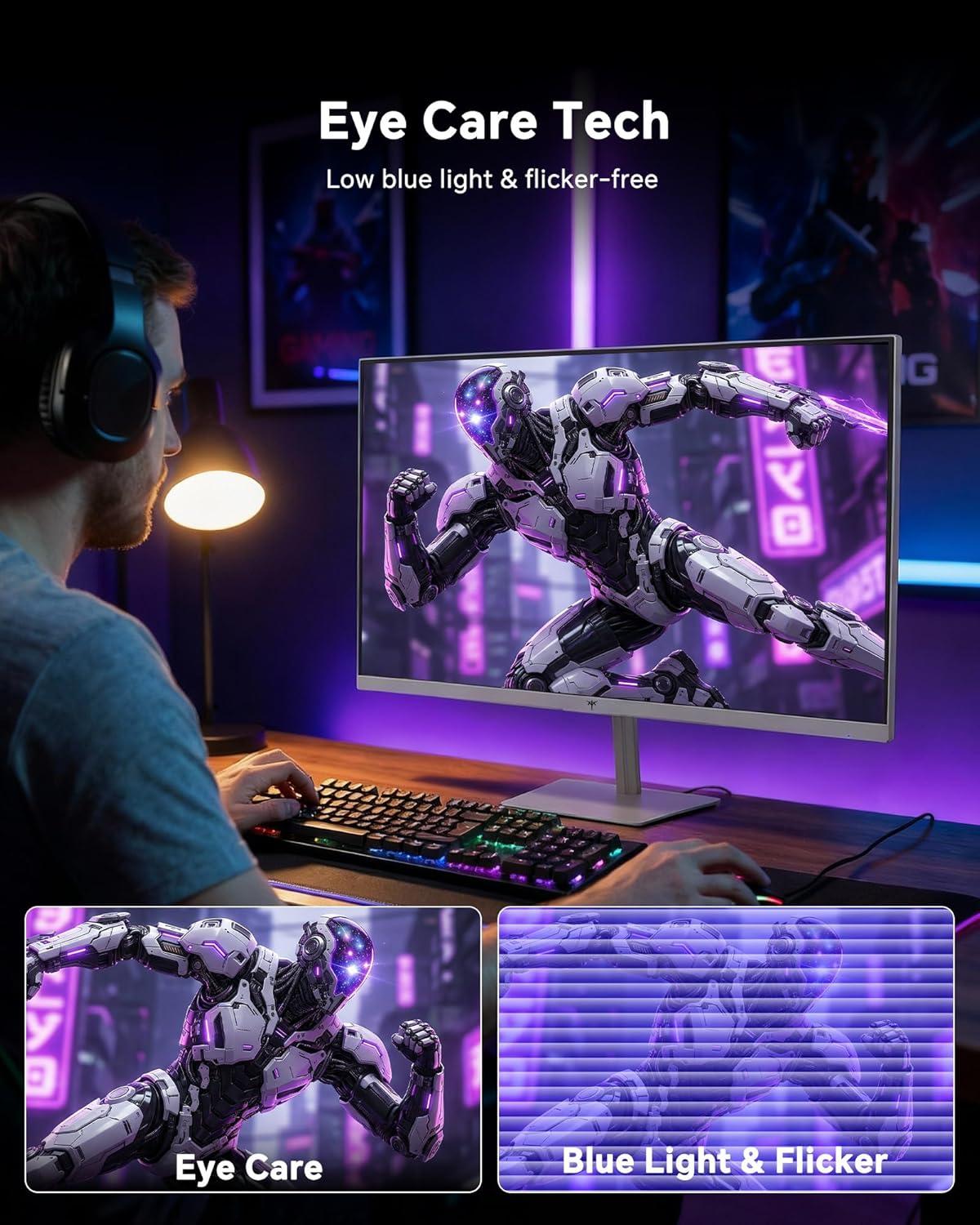 image:imageKTC 32 Inch Computer Monitor 2K 1440P IPS Monitor 120Hz Adaptive Sync 109 sRGB HDR10 Eye Care HDMI Displayport Tilt VESA Compatible 100Hz PC Monitors for Home Office Gaming White H32D624
