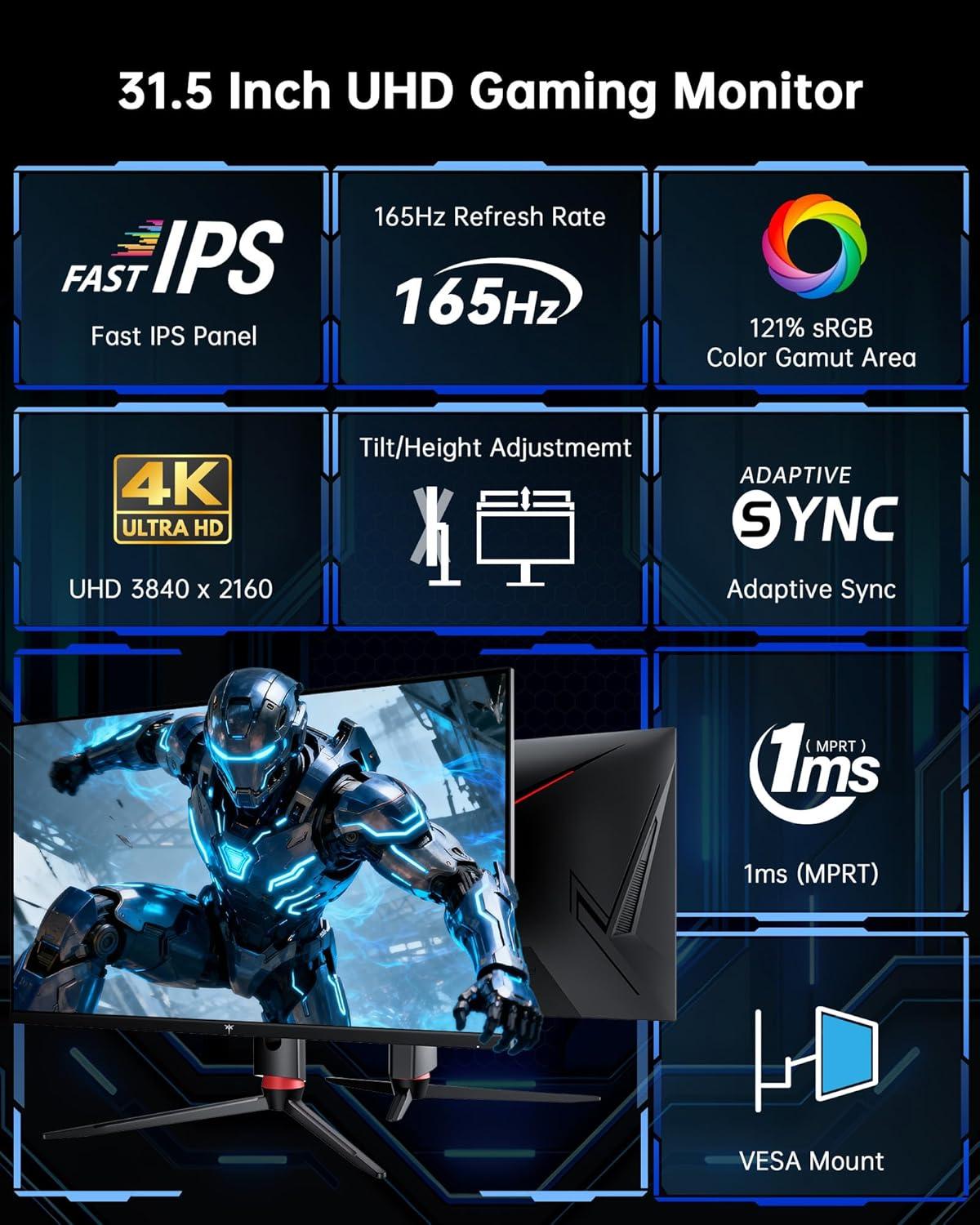 image:imageKTC 32 Inch Computer Monitor 2K 1440P IPS Monitor 120Hz Adaptive Sync 109 sRGB HDR10 Eye Care HDMI Displayport Tilt VESA Compatible 100Hz PC Monitors for Home Office Gaming White H32D632 inch