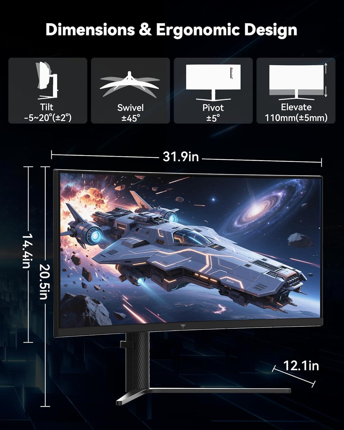image:imageKTC 32 Inch Computer Monitor 2K 1440P IPS Monitor 120Hz Adaptive Sync 109 sRGB HDR10 Eye Care HDMI Displayport Tilt VESA Compatible 100Hz PC Monitors for Home Office Gaming White H32D634 inch