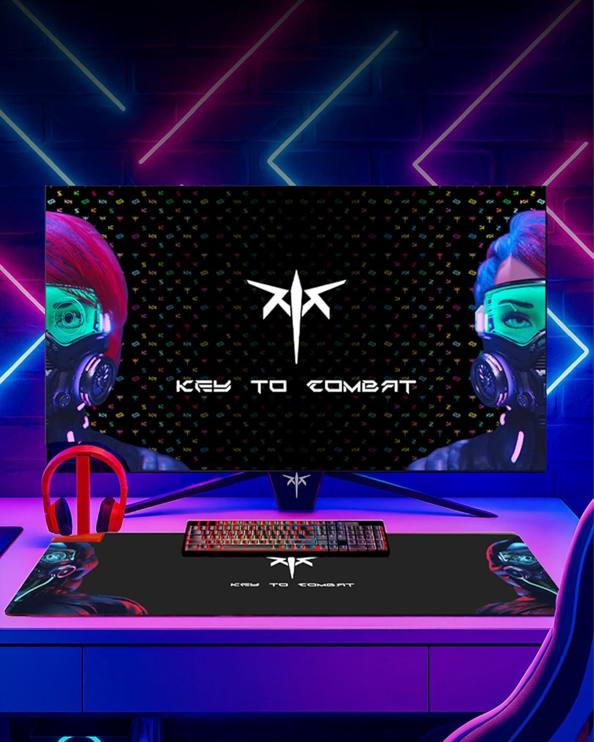 image:imageKTC Large Mouse Pad Gaming Mouse Mat with Microfiber Fabric Surface Extended Desk Mousepad with Stitched Edges NonSlip Rubber Base 275 x 118 in Black for Gamer Office Home