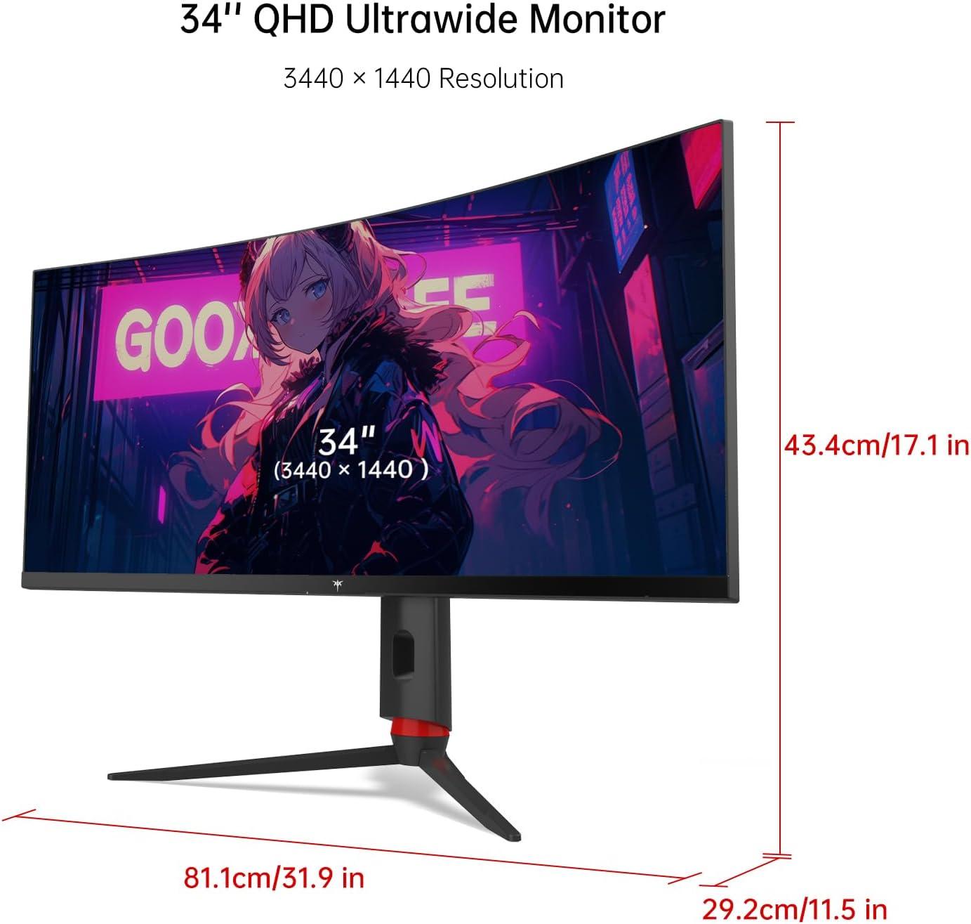 image:imageKTC 32 inch Curved Gaming Monitor 180Hz 1ms MPRT 2K 1440P 144Hz Monitor 1500R HVA Display FreeSync Premium HDR 120 sRGB DisplayPortHDMIUSB Vesa Support 39x39 PC Moniter for Gamers34 inch