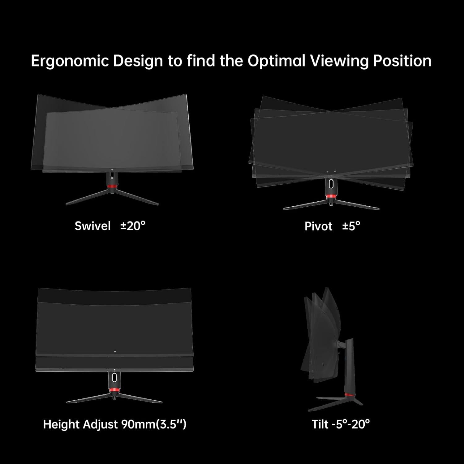 image:imageKTC 32 inch Curved Gaming Monitor 180Hz 1ms MPRT 2K 1440P 144Hz Monitor 1500R HVA Display FreeSync Premium HDR 120 sRGB DisplayPortHDMIUSB Vesa Support 39x39 PC Moniter for Gamers34 inch