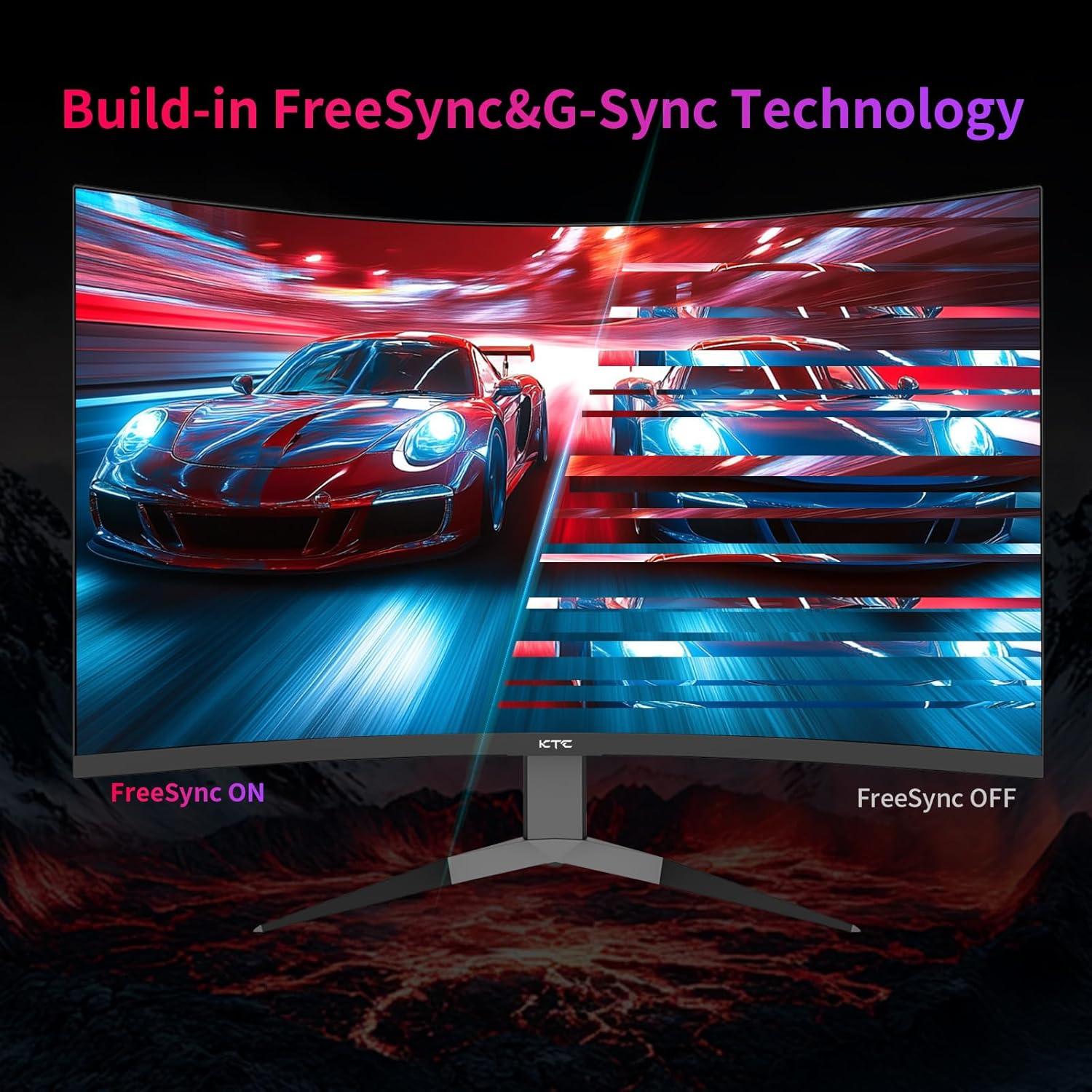 image:imageKTC 32 inch Curved Gaming Monitor 180Hz 1ms MPRT 2K 1440P 144Hz Monitor 1500R HVA Display FreeSync Premium HDR 120 sRGB DisplayPortHDMIUSB Vesa Support 39x39 PC Moniter for Gamers32 inch