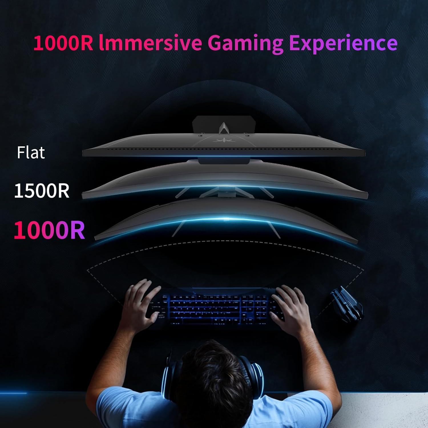 image:imageKTC 32 inch Curved Gaming Monitor 180Hz 1ms MPRT 2K 1440P 144Hz Monitor 1500R HVA Display FreeSync Premium HDR 120 sRGB DisplayPortHDMIUSB Vesa Support 39x39 PC Moniter for Gamers32 inch