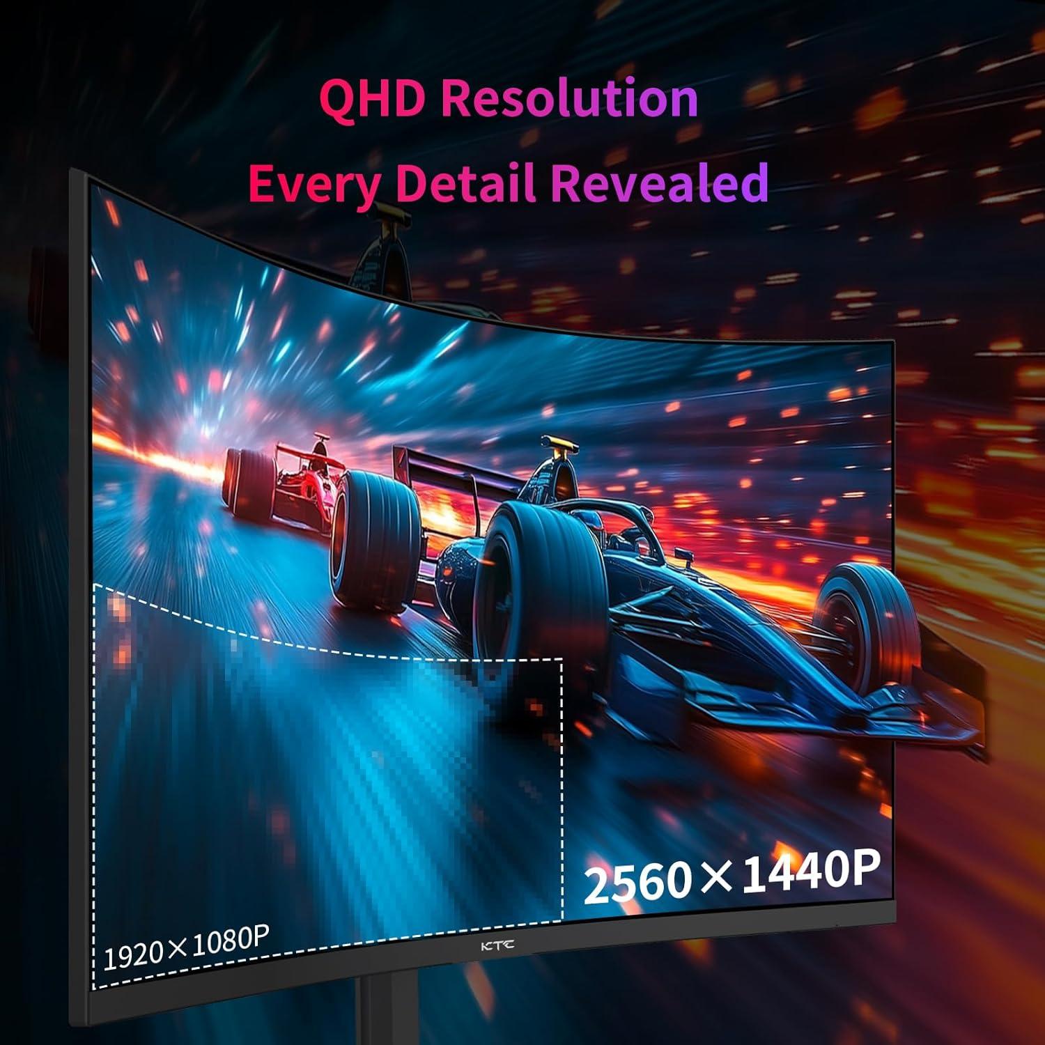 image:imageKTC 32 inch Curved Gaming Monitor 180Hz 1ms MPRT 2K 1440P 144Hz Monitor 1500R HVA Display FreeSync Premium HDR 120 sRGB DisplayPortHDMIUSB Vesa Support 39x39 PC Moniter for Gamers32 inch