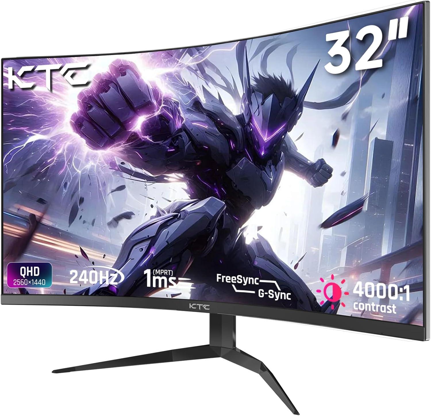 image:imageKTC 32 inch Curved Gaming Monitor 180Hz 1ms MPRT 2K 1440P 144Hz Monitor 1500R HVA Display FreeSync Premium HDR 120 sRGB DisplayPortHDMIUSB Vesa Support 39x39 PC Moniter for Gamers32 inch