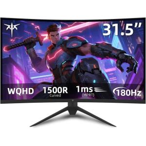 KTC 32 inch Curved Gaming Monitor, 180Hz 1ms MPRT, 2K 1440P 144Hz Monitor, 1500R HVA Display, FreeSync Premium, HDR, 120% sRGB, DisplayPort/HDMI/USB, Vesa Support 3.9×3.9”, PC Moniter for Gamers(32 inch)