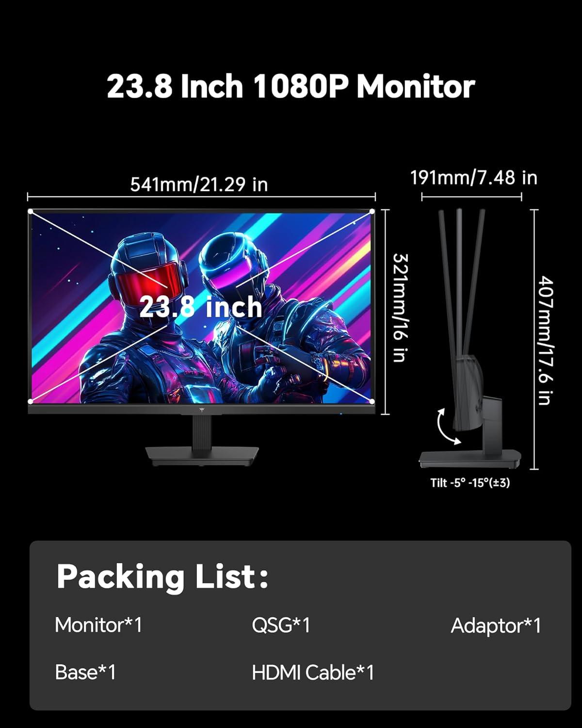 image:imageKTC 245 Inch 240Hz Gaming Monitor FHD Computer Monitor Vertical 1080P Fast IPS Panel 1ms MPRT Adaptive Sync 94 DCIP3 HDR 400 HDMI DP Ports TiltPivotHeight Adjustment VESA Mount H25T73black