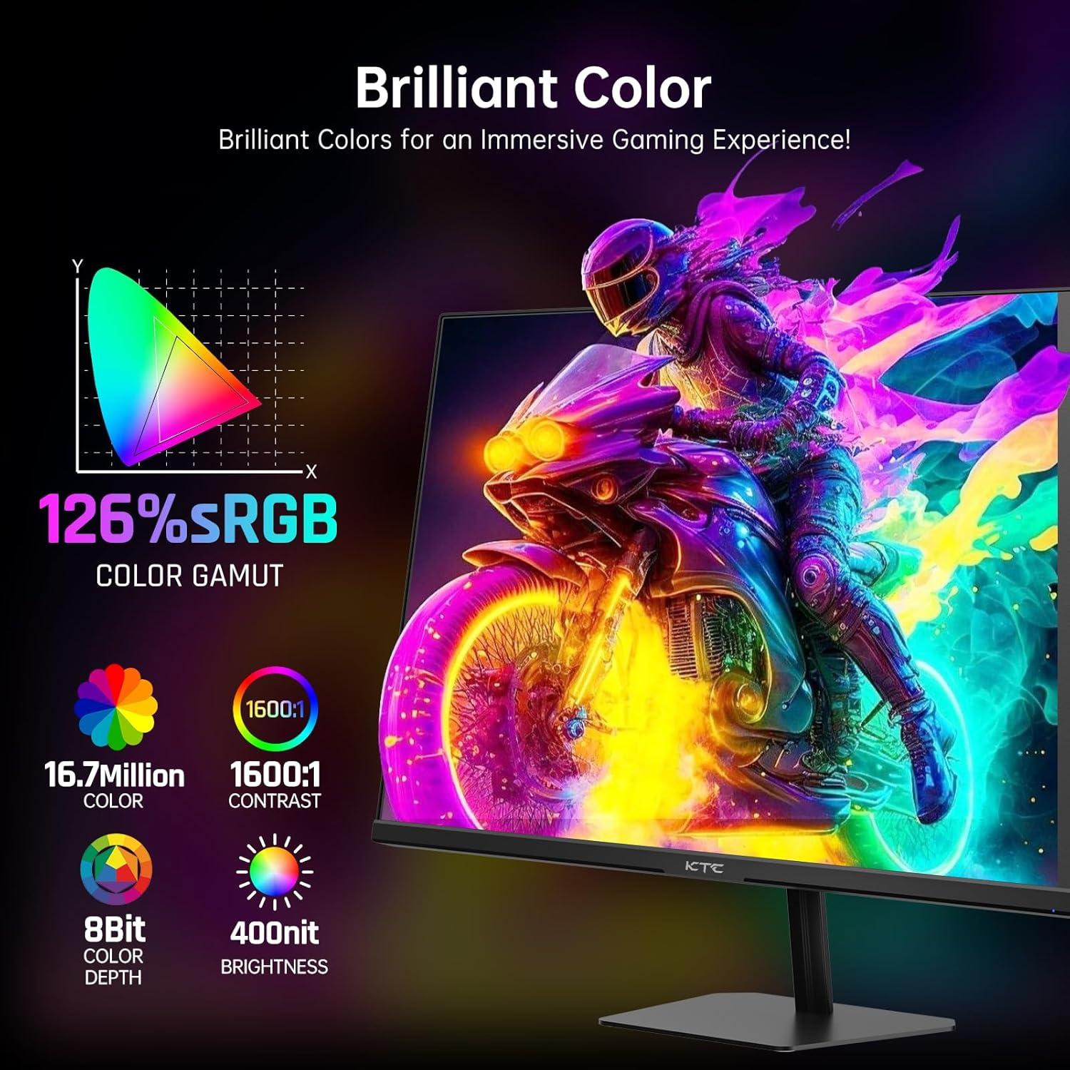 image:imageKTC M27T6S 27 Inch Gaming Monitor 1440P Mini LED Monitor 200HzOC 210Hz 157sRGB HDR 1000 1ms MPRT Adaptive Sync HDMI DP Port Tilt Swivel Pivot Height Adjustment VESA Mount Vertical Monitors24 inch
